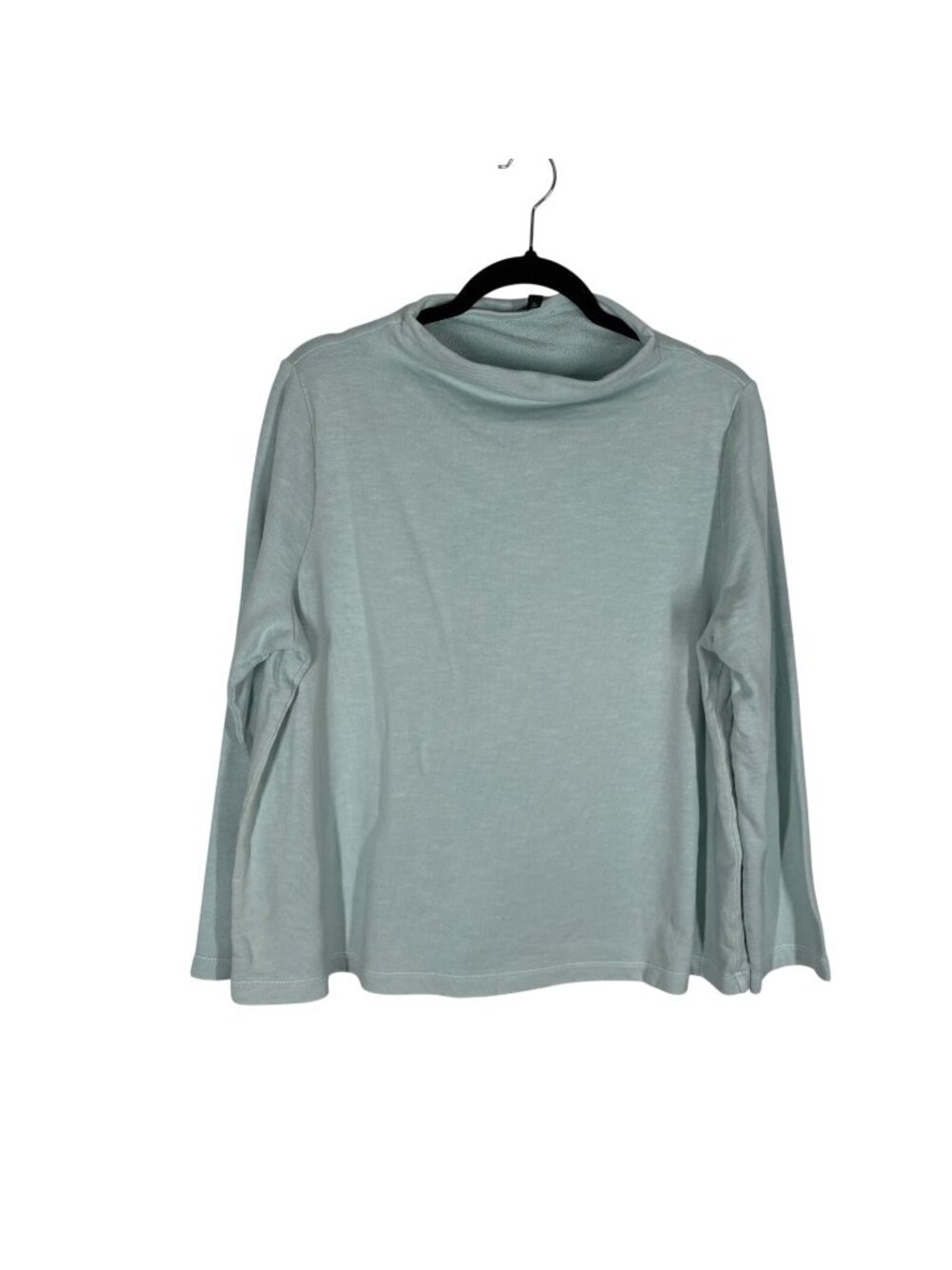 Eileen Fisher Women M Pool Blue Garment-Dyed Terry Funnel Neck Top NWOT - Picture 2 of 9